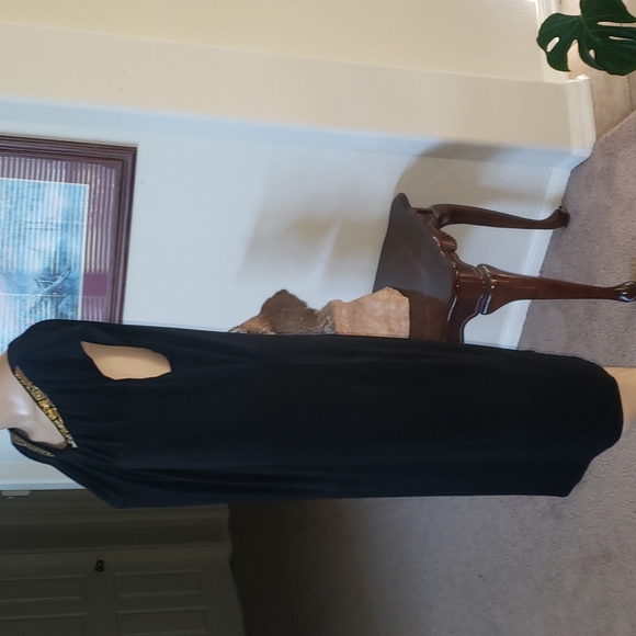 Anne Klein 10 stone adorned scoopneck with cascading gathered drape stretchy - Picture 5 of 9